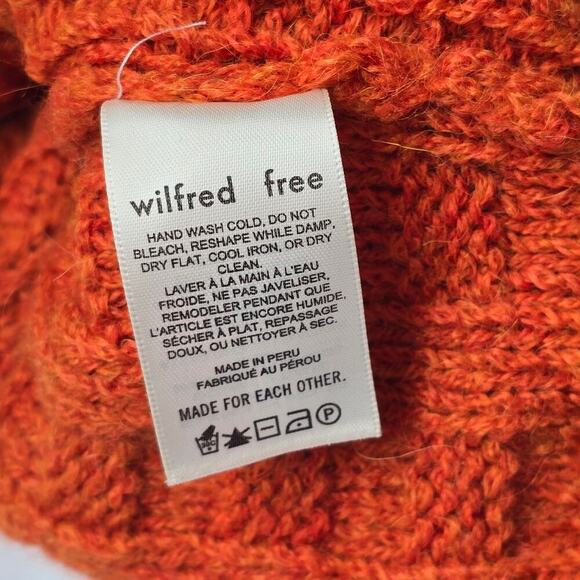 Aritzia Supper Soft Wool Alpaca Blend Cable Knit Cropped Sweater Burnt Orange M - Picture 11 of 12